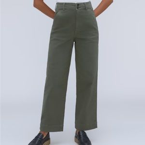 Green everlane organic wide leg pant